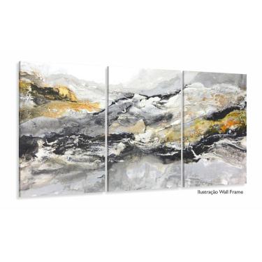 Imagem de Quadro Decorativo Abstrato Tons Cinza 120x60 3 pçs