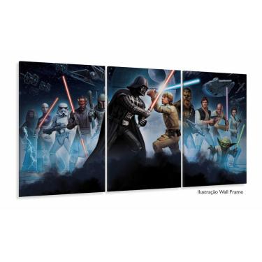 Imagem de Quadro Decorativo Star Wars A5 Com Tela Em Tecido 3 peças