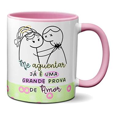 Imagem de Caneca Flork Namorados Me Aguentar Já É Uma Prova De Amor (Rosa)
