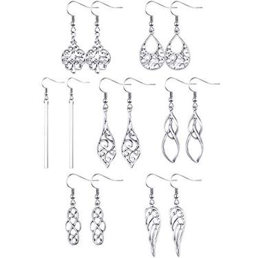 Imagem de 7 pares de brincos de nó celta boho fashion brincos pendentes de gota para mulheres nó prata argola lágrima joia vintage declaração (elegante)