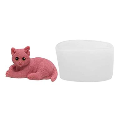 Imagem de vela silicone para gato 3D - Moldes inovadores em formato gatinho para fazer velas - Ferramentas artesanais DIY para fazer sabão, gesso, cera, bolo, chocolate Kot-au