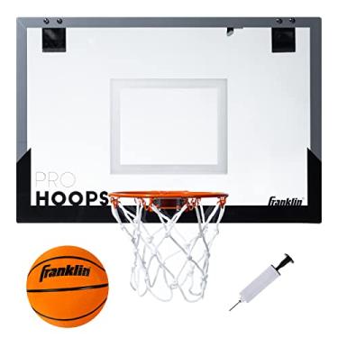 Imagem de Franklin Sports Mini cesta de basquete GG de 63,5 cm - aprovada pela Slam Dunk - Resistente a estilhaços - Acessórios incluídos, branco/preto