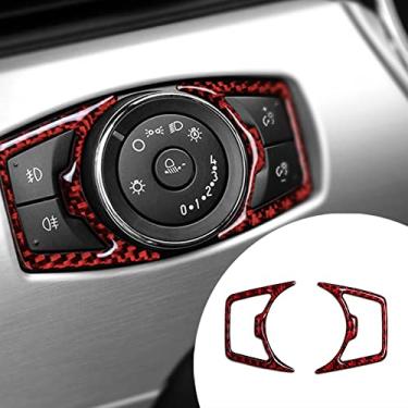 Imagem de FINMOKAL Interruptor De Farol De Fibra De Carbono Guarnição Tampa Decorativa Para Ford F150/Mustang 2015-2020 Preto, Fibra De Carbono