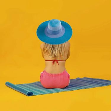 Imagem de Esteira De Praia Tamanho Pp 72x180 Cm Mor Polipropileno Azul