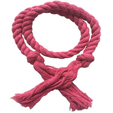 Imagem de Cortina de algodão de cor pura corda simples gravatas design sala de estar quarto francês janela suprimentos decoração para casa, rosa escuro, china