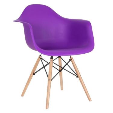 Imagem de Cadeira Charles Eames Eiffel Daw Com Braços E Pés De Madeira Clara Roxo