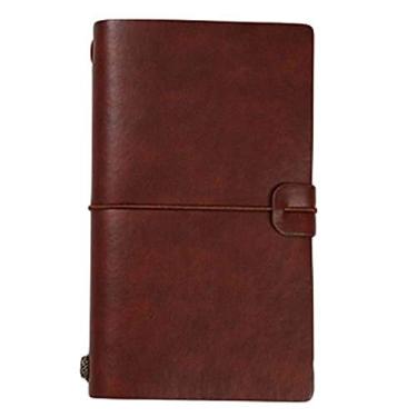 Imagem de Capa de Couro Falso Diário de Viajante Diário de Folhas Soltas Suporte para Caneta Livro de Registro Papelaria Estudantes Cadernos Agenda, S Marrom Vermelho, 4 pçs