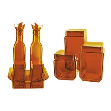 Imagem de Conjunto Galheteiro 7 Peças com Suporte Euro Laranja