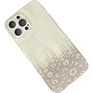 Imagem de HAODEE Capa de telefone traseira de couro lagarto, capa de negócios luxuosa para capa Apple iPhone 13 Pro (2021) 6,1 polegadas [proteção atualizada da câmera] (cor: branco)