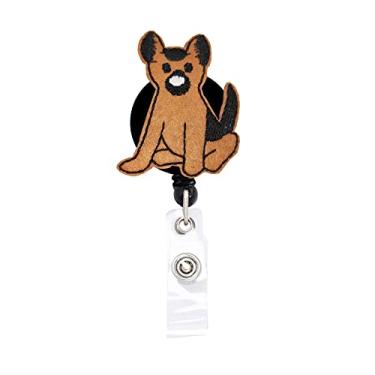 Imagem de ReelFun Etiqueta de identificação retrátil para cães pastor alemão, com clipe jacaré, cordão de nylon de 60,96 cm, crachá de nome de funcionário de escritório de enfermeira