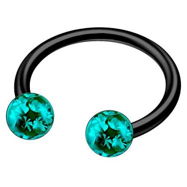 Imagem de Piercing de titânio anodizado 16 g 3/8 10 mm ferradura joia tragus septo torre lábio 4 mm zircônia azul cristal ferido M5314