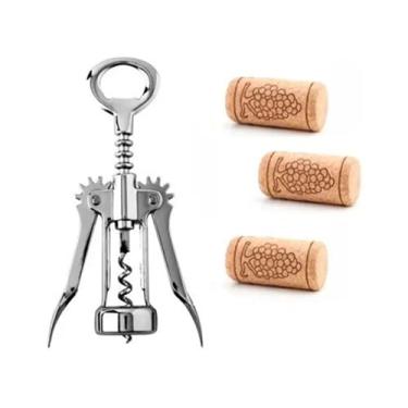 Imagem de Saca Rolhas Cromado Aço Inox Abridor De Vinho Manual