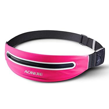 Imagem de Cinto de cintura de corrida ajustável bolsa de cintura fina masculina feminina à prova d'água pochete para viagem maratona jogging suporte de telefone de 6 polegadas, rosa, cintura: 60