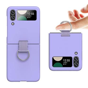 Imagem de Capa dobrável para anel de dedo com proteção contra quedas para Samsung Galaxy Z Flip4 Flip 4 Flip3 Flip 3 Fina capa rígida para PC, roxa, para Samsung Z Flip 4
