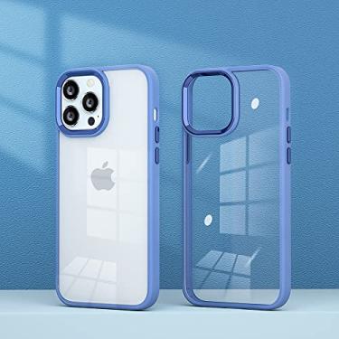 Imagem de Para iPhone 14 13 11 12 Pro Max Mini Case Transparente Acrílico Silicone Shell Metal Button Para iphone SE2020 X XR XS MAX 7 8 Plus, Azul Escuro, Para iPhone XR