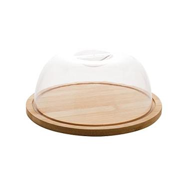 Imagem de LYOR - Prato para Queijo de Bambu com Tampa em Plástico 18,5cm x 18,5cm x 8cm