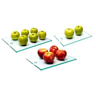 Imagem de Jogo com 3 tábuas de carne retangulares em vidro incolor 8mm temperado 20x30cm 25x35cm e 30x40cm Aquabox
