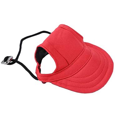 Imagem de Chapéu de sol para cachorro, proteção solar confortável durável bonito chapéu esportivo para animais de estimação com orifícios para orelha ao ar livre (vermelho, P)