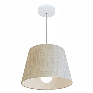 Imagem de Lustre Pendente Cone Cúpula Tecido 30/40x30 cm, Vivare Iluminação, Pendente4240 RST, Rustico Bege, Médio