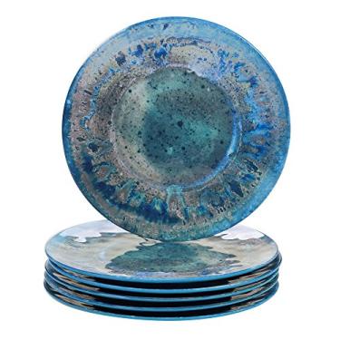 Imagem de Certified International Prato de jantar Radiance de melamina azul-petróleo, 28 cm, grande, multicolorido, conjunto de 6