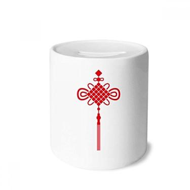 Imagem de DIYthinker Caixa de moedas de cerâmica com nó vermelho da China para presente de cofrinho