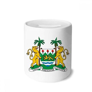 Imagem de DIYthinker Porta-moedas de cerâmica com emblema nacional da África da Serra Leoa, presente de cofrinho
