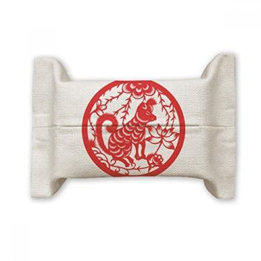 Imagem de Bolsa de linho de algodão com estampa de animais do zodíaco chineses para papel para lenços faciais