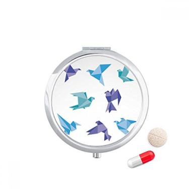 Imagem de Caixa de comprimidos com estampa de pombo abstrata de origami colorido, dispensador de remédios