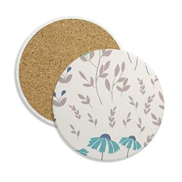 Imagem de Caneca de porta-copos de tinta de flor bege para proteção de mesa Pedra absorvente