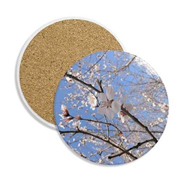 Imagem de Porta-copos para fotografia de ramo de flor de cerejeira copo copo redondo suporte absorvente pedra 2 peças