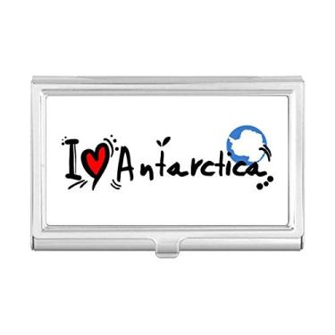 Imagem de I Love Antártica Bandeira de Palavras Amor Ilustração Coração Porta-cartões de visita Carteira