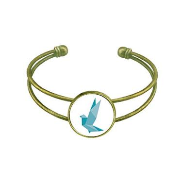 Imagem de Bracelete com estampa de pombo de granada abstrata origami joia retrô de punho aberto