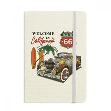 Imagem de Caderno clássico colorido com estampa de carros de praia, capa dura em tecido oficial