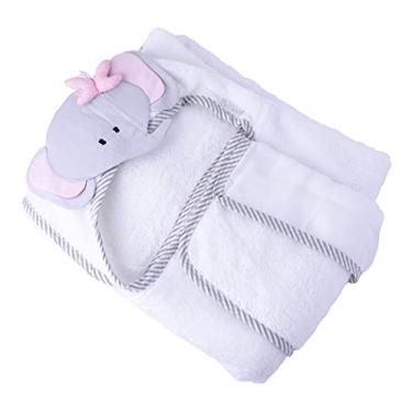 Imagem de Toalha de Banho Infantil com Capuz de Elefantinha e Toalha Fralda