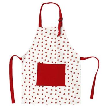 Imagem de Avental infantil ajustável com bolsos, avental de cozinha, chefes vermelho de morango para crianças e meninas