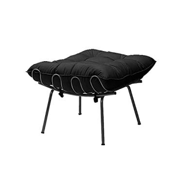 Imagem de Puff Decorativo Sala de Estar Abel Pés Preto Veludo Preto - Gran Belo