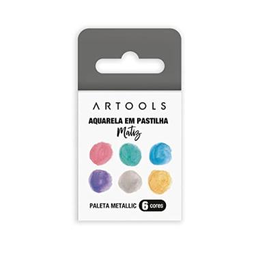 Imagem de Aquarela em Pastilha Individual Matiz Artools Estojo 6 Cores Metálicas
