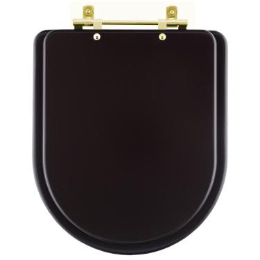 Imagem de Assento Sanitário Carrara Marrom Fosco para vaso Deca Com Ferragem Dourada