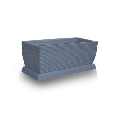 Imagem de Vaso Jardineira + Prato Polietileno 60X25 Cinza Escuro