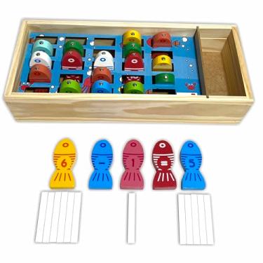 Imagem de Jogo De Pesca Educativo Infantil Pescando Com A Matemática BrinqMutti Brinquedo De Madeira Brinquedo Pedagógico Brinquedo De Matemática Jogo De Pescaria Infantil