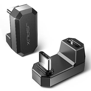 Imagem de JSAUX Adaptador USB C macho de 180° para USB C fêmea, pacote com 2, adaptador tipo C de 180 graus (USB 4.0/PD 100W) compatível com Steam Deck, laptop, tablet, iPhone 15/16, Switch 2 (não para vídeo) e