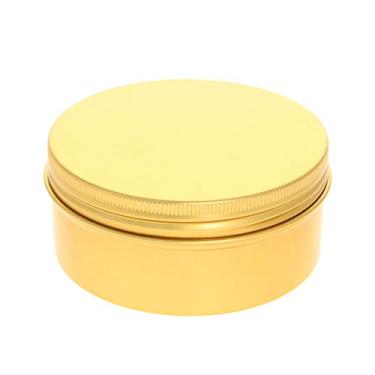 Imagem de Bettomshin Latas de lata redondas de 150 ml com tampas, latas vazias com tampa de rosquear, recipientes de metal de alumínio para viagem para armazenar pequenos objetos dourados, 83 x 38 mm (DiaxH), 1 peça