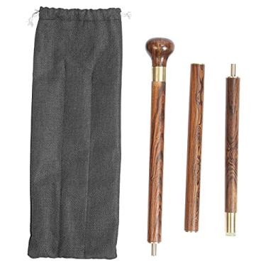 Imagem de Bengala, Bengala, Bengala Manual, Bengalas para Caminhada, 3 Seções, Bengala de Madeira, Bengala Manual para Idosos, Suporte Durável e Armazenamento Conveniente