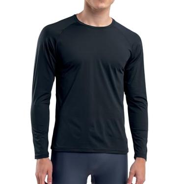 Imagem de MASH Camiseta Manga Longa Térmica UV50+ Esportiva Segunda Pele Masculina Adulto, Preto, M
