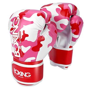 Imagem de Luvas de boxe para crianças de 5 a 12 anos da KUYOU para crianças de poliuretano para meninos e meninas, crianças, luvas de treino de boxe para saco de pancadas, Kickboxing, Muay Thai, MMA (vermelho)