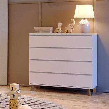 Imagem de Cômoda Infantil Ninho 4 Gavetas 100 Cm Branco
