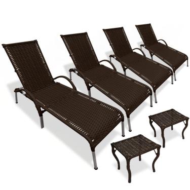 Imagem de Kit 4 Cadeiras/Espreguiçadeiras Julia + 2  Mesa P/ Piscina