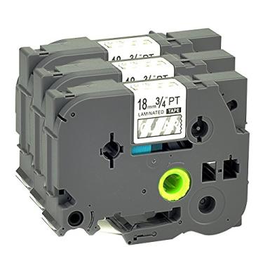 Imagem de Compatível P Touch Label Tape Pacote com 3 TZ145 TZ2-145 TZE Cartucho Label Orison Refis Autoadesivos Cassete Branco em Transparente, 18 mm x 8 m