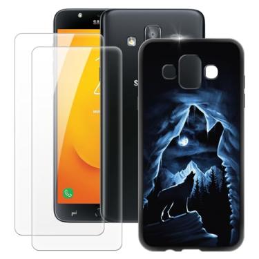 Imagem de MILEGOO Capa para Samsung Galaxy J7 Duo + 2 peças protetoras de tela de vidro temperado, capa ultrafina de silicone TPU macio à prova de choque para Samsung Galaxy J7 Duo (5,5 polegadas)