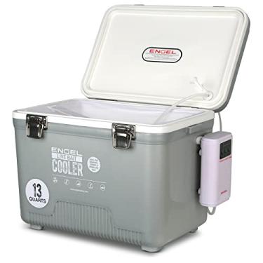 Imagem de ENGEL Cooler Pro para pesca Live Bait de 13 litros - Balde portátil de peixinho e isca com aerador recarregável de íon de lítio - prata (13 Qt)